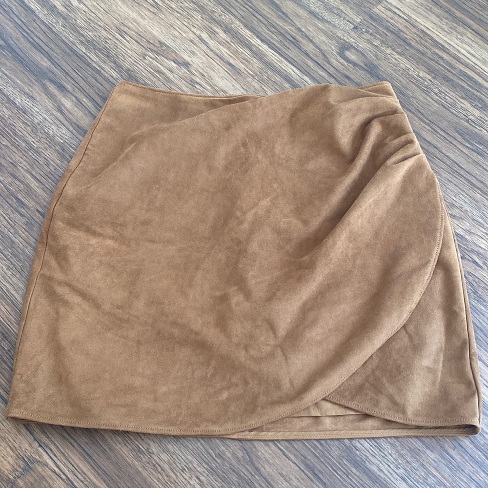 Abercrombie Brown suede wrap skirt size small